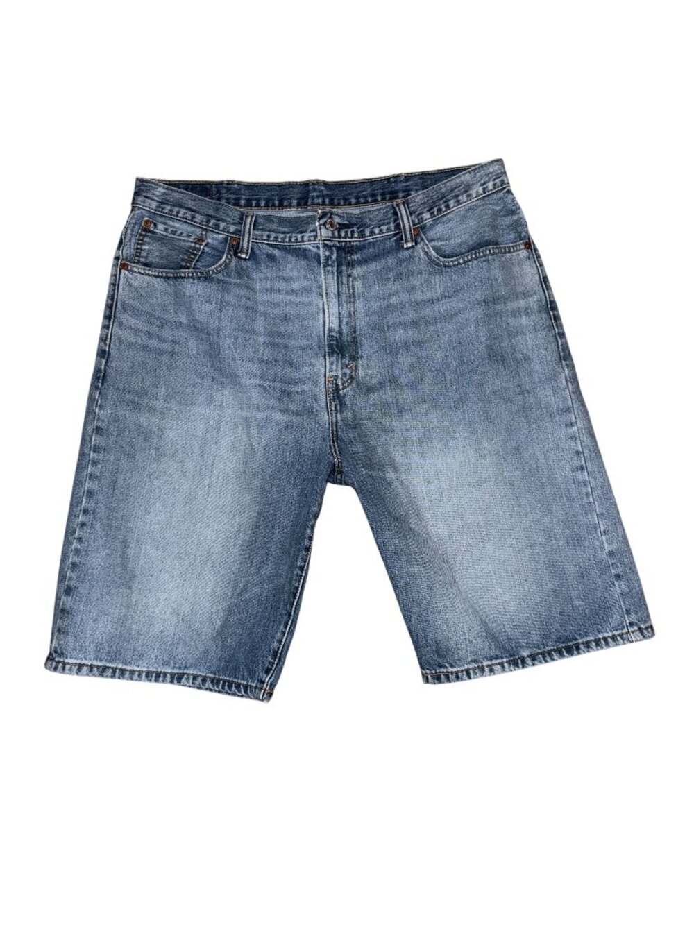Worn Levis 569 Straight Leg Bermuda Shorts Mens Big Tall 40 Light Wash Stitched